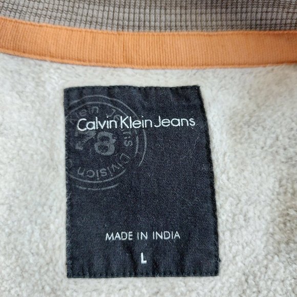 Calvin Klein Jeans Men's Grey Full Zip with Buttons Down Fleece Jacket Size L - Picture 7 of 12